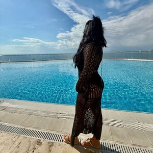 SNDYS black long sleeve crochet cover up